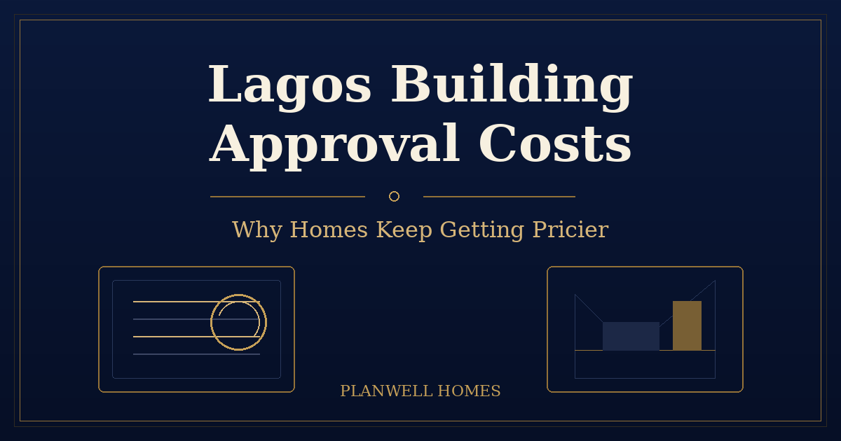 Lagos Building Approval Costs Near 30% of Projects Lagos building approval costs — Planwell Homes branded graphic on LASPPPA and LASBCA fees